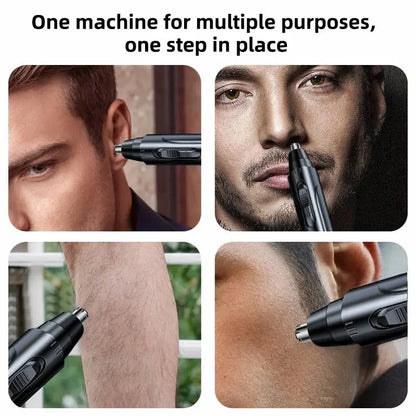 Black Electric Nose Hair Trimmer: Low-Noise, High-Torque Motor for Men and Women - Washable Nasal Hair Remover