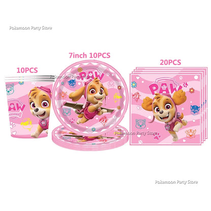 Paw Patrol Kids Birthday Party Supplies Set – Cups, Plates, Napkins, Gift Bags & Cake Toppers Decorations Kit