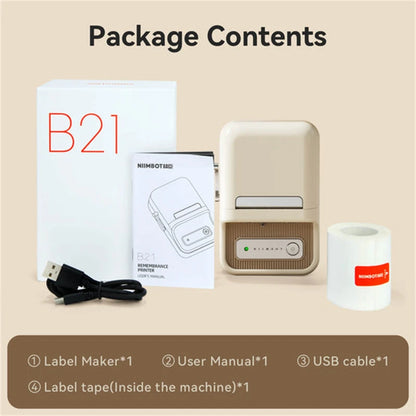 NIIMBOT B21 Portable Thermal Printer – 1500mAh Wireless Sticker Printer with Self-Adhesive Labels for Barcode, Clothing & Jewelry
