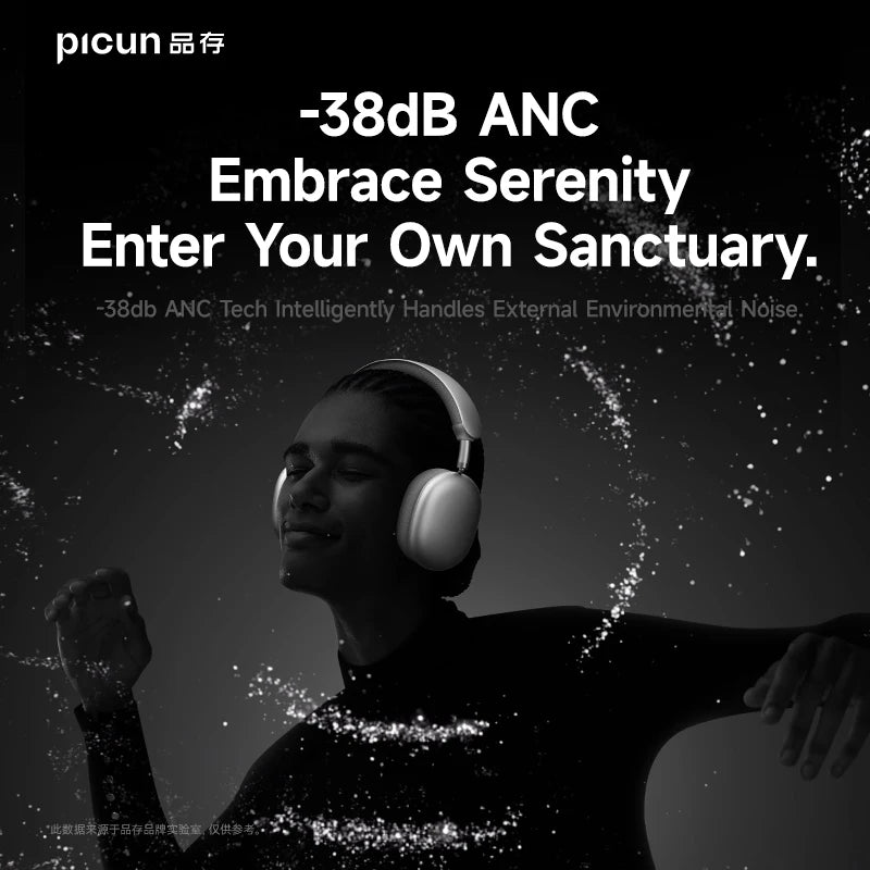 Picun F8 Pro ANC Wireless Headphones — Head Tracking 3D Audio, HIFI Bluetooth, ENC Mic, Low-Latency with App