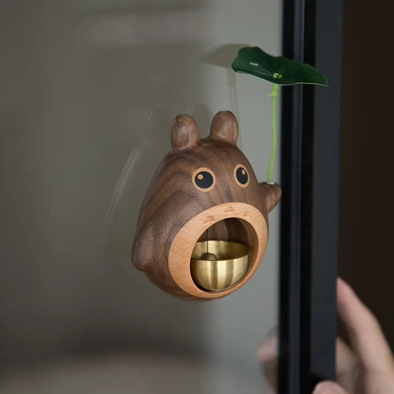 Wooden Wind Chimes with Copper Bells - Totoro Entry Doorbell Pendant, Cute Door Entry Reminder, Home Decor & Housewarming Gift
