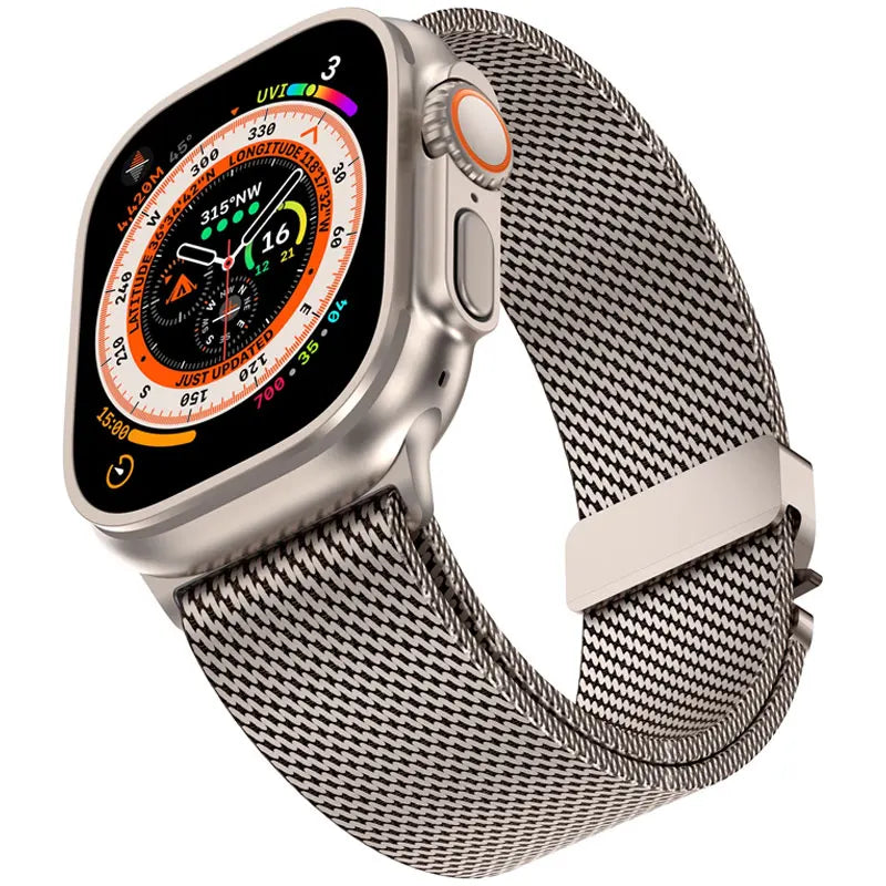 Titanium 1:1 Milanese Strap for Apple Watch Ultra 49mm – Compatible with iWatch Series 10 9 8 7 6 SE 5 4 3, 46mm 45mm 44mm 42mm