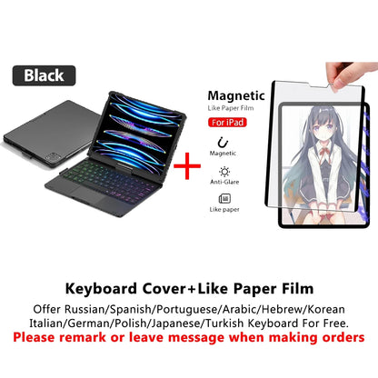 Magic Keyboard Case for iPad Air & Pro – Backlit Keyboard Cover for 11" & 12.9" (2024 M2, 7th-10th Gen)