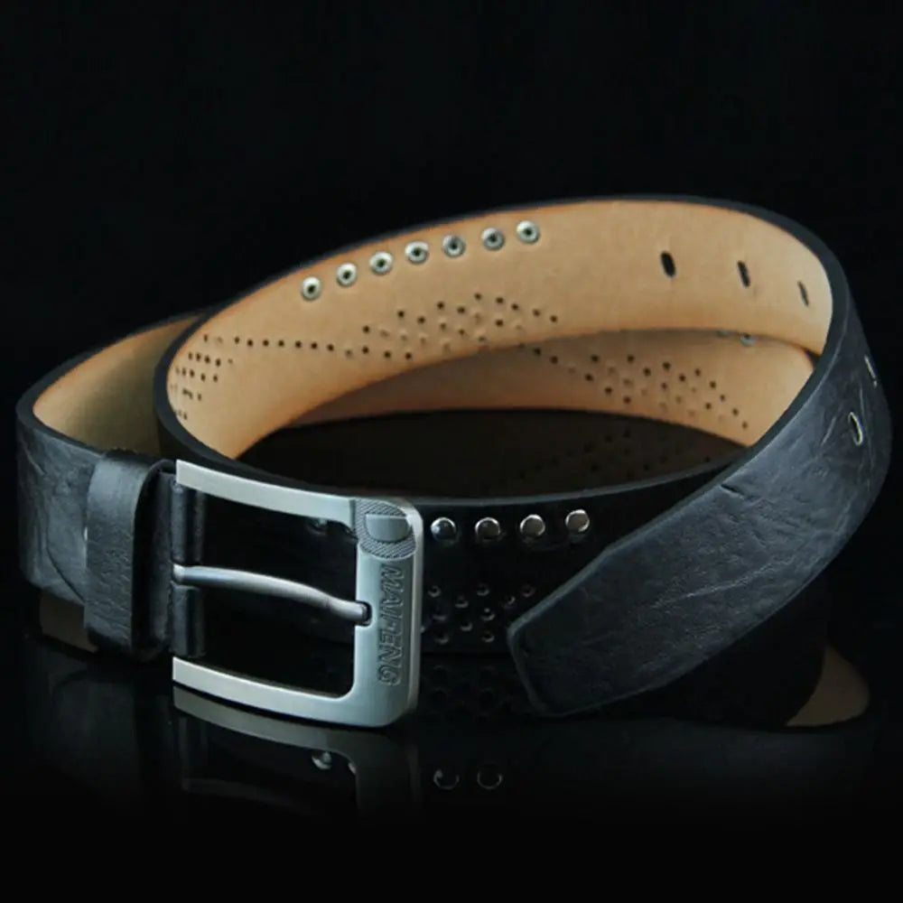 Simple Leather Men's Belt – Luxury Classic Buckle, High-Quality Alloy Vintage Cowboy Waistband for Business & Casual Use