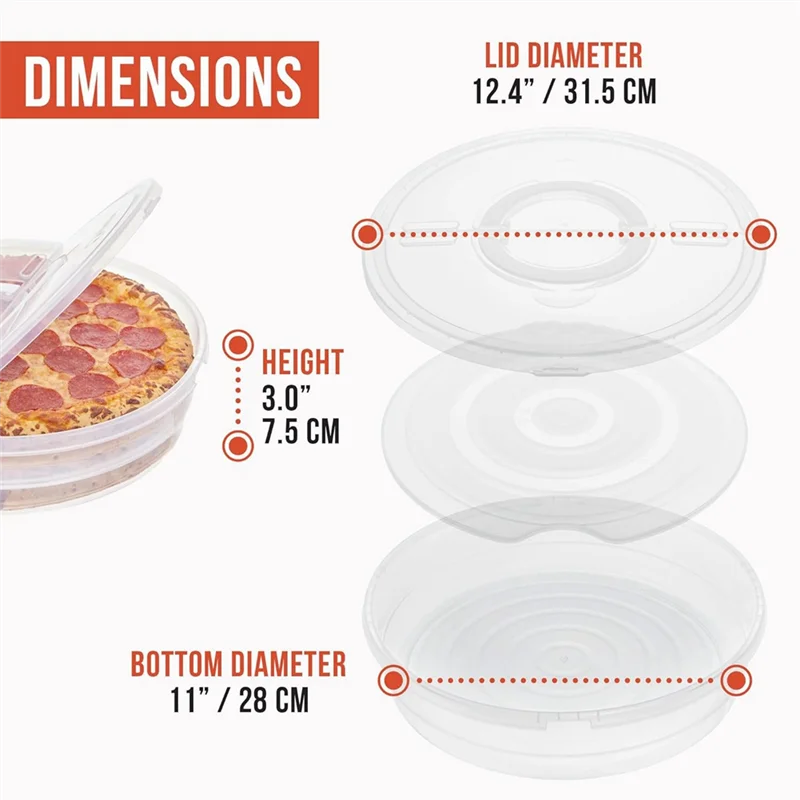 Reusable 12-Inch Pie Carrier Set - Expandable Pizza Storage Container with Lid, Divider & Handle (2-Pack)