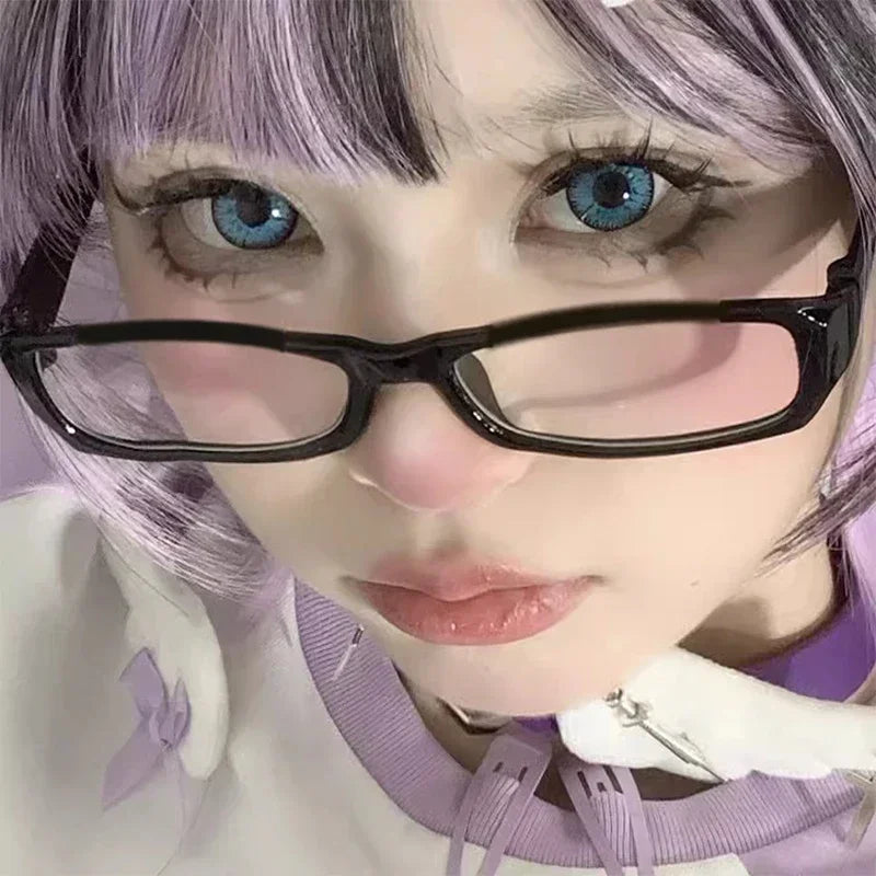Japanese Korean Retro Square Glasses – Harajuku Clear Frame Eyewear with Blue Light Blocking