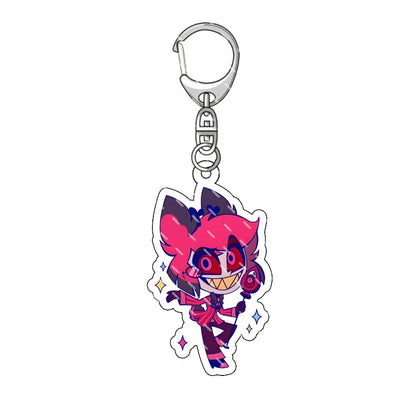 Hazbin Hotel Anime Keychain – Alastor Acrylic Figure Backpack Pendant for Fans & Gifts