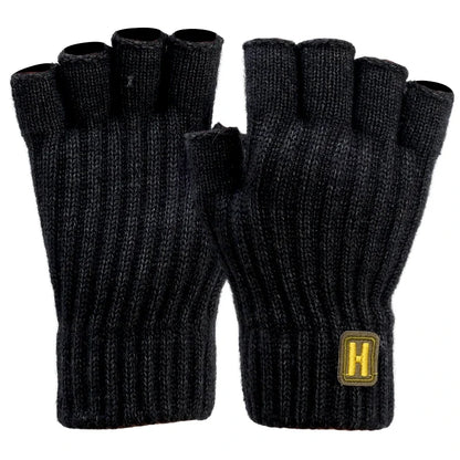 Knitted Thermal Fingerless Gloves for Men & Women – Thick Warm Wool Half Finger Touchscreen Winter Driving Mittens