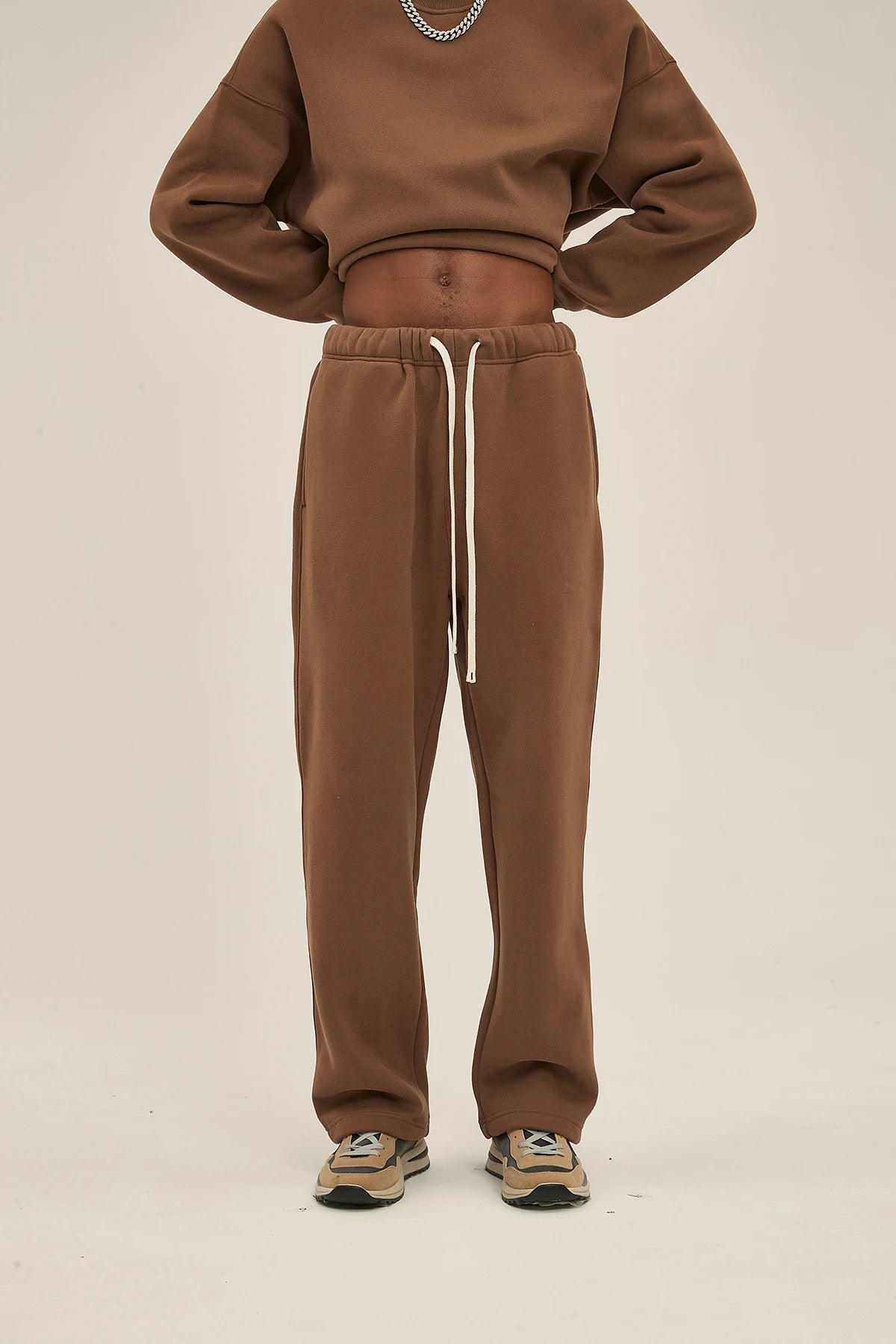 Straight-Lined Solid Color Cashmere Sweatpants – Soft Cozy Lounge Pants