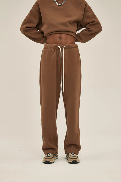 Straight-Lined Solid Color Cashmere Sweatpants – Soft Cozy Lounge Pants