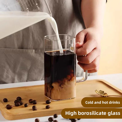 400ml Square Glass Mug with Lid and Straw: Microwave-Safe Breakfast Milk Cup for Coffee, Beer, or Party Drinks - Transparent Drinkware