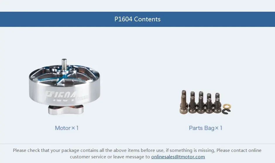 T-Motor P1604 FPV Brushless Motor — KV2850 6S / KV3800 4S, 2mm Shaft for 3.5-Inch Freestyle Sub-250g Racing Drone