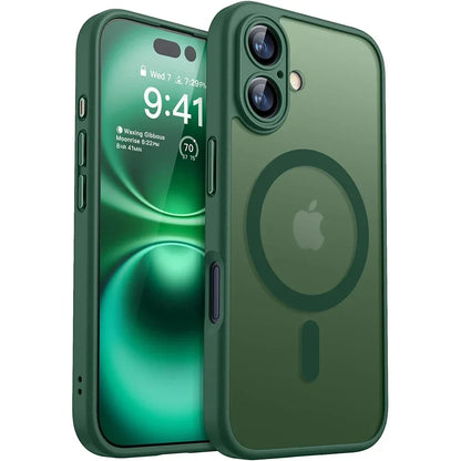 Magnetic Matte Translucent Armor Case - Shockproof Magsafe Compatible Cover for iPhone 17 16 15 14 13 12 11 Pro Max Plus