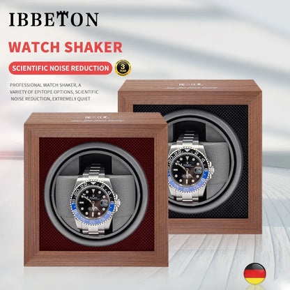 IBBETON Luxury Wood Watch Winder – 1 Slot High-End Automatic Watch Box with Mabuchi Motor & Storage Cabinet