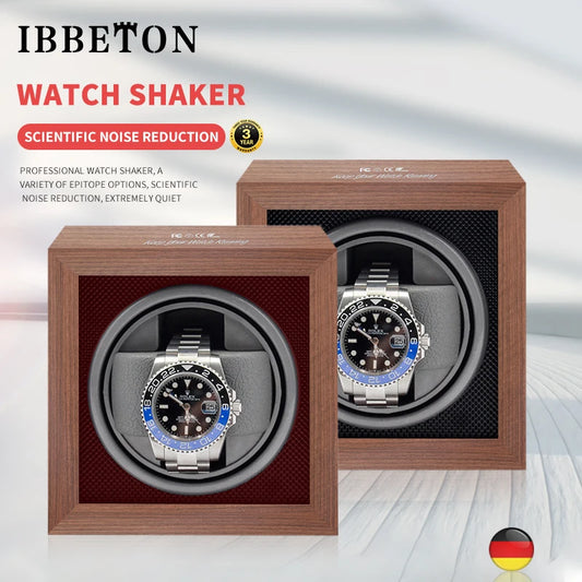 IBBETON Luxury Wood Watch Winder – 1 Slot High-End Automatic Watch Box with Mabuchi Motor & Storage Cabinet