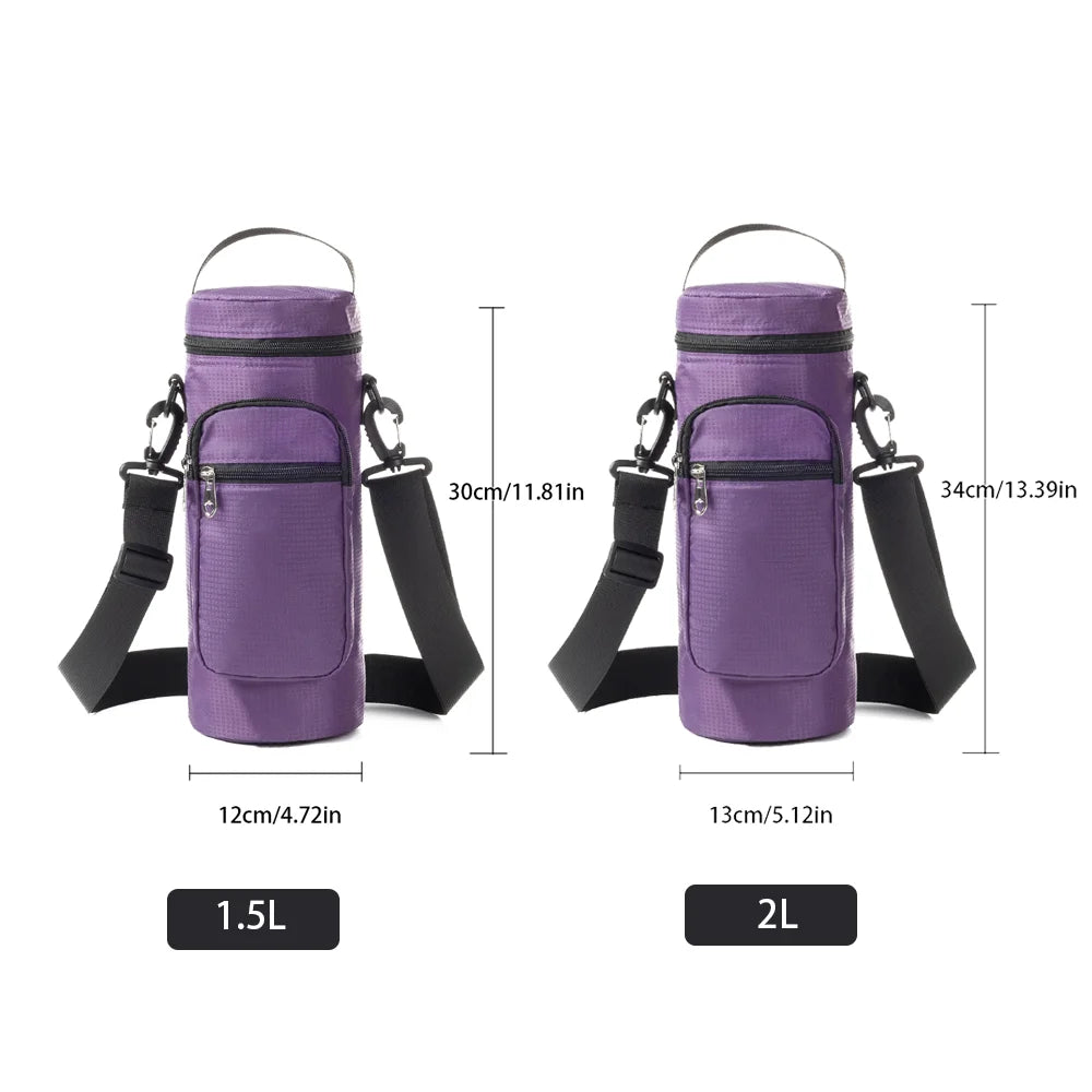 Insulated Water Bottle Storage Bag - 1L/2L Oxford Cloth Cooler Carrier for Summer Travel Hiking & Climbing