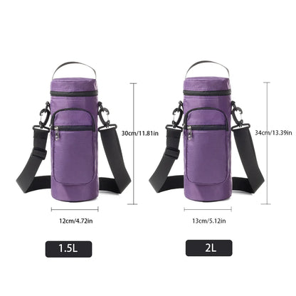 Insulated Water Bottle Storage Bag - 1L/2L Oxford Cloth Cooler Carrier for Summer Travel Hiking & Climbing