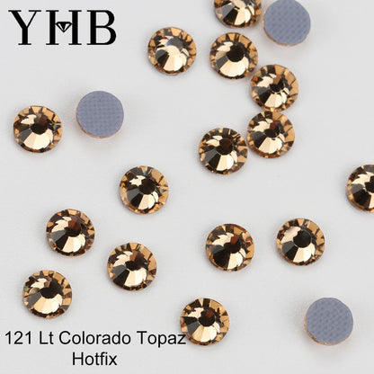 YHB 101-127 Hotfix Crystal Rhinestones - Glitter Glass Flatback Gems for Bags, Shoes, Garments, Phone & Nail Art DIY