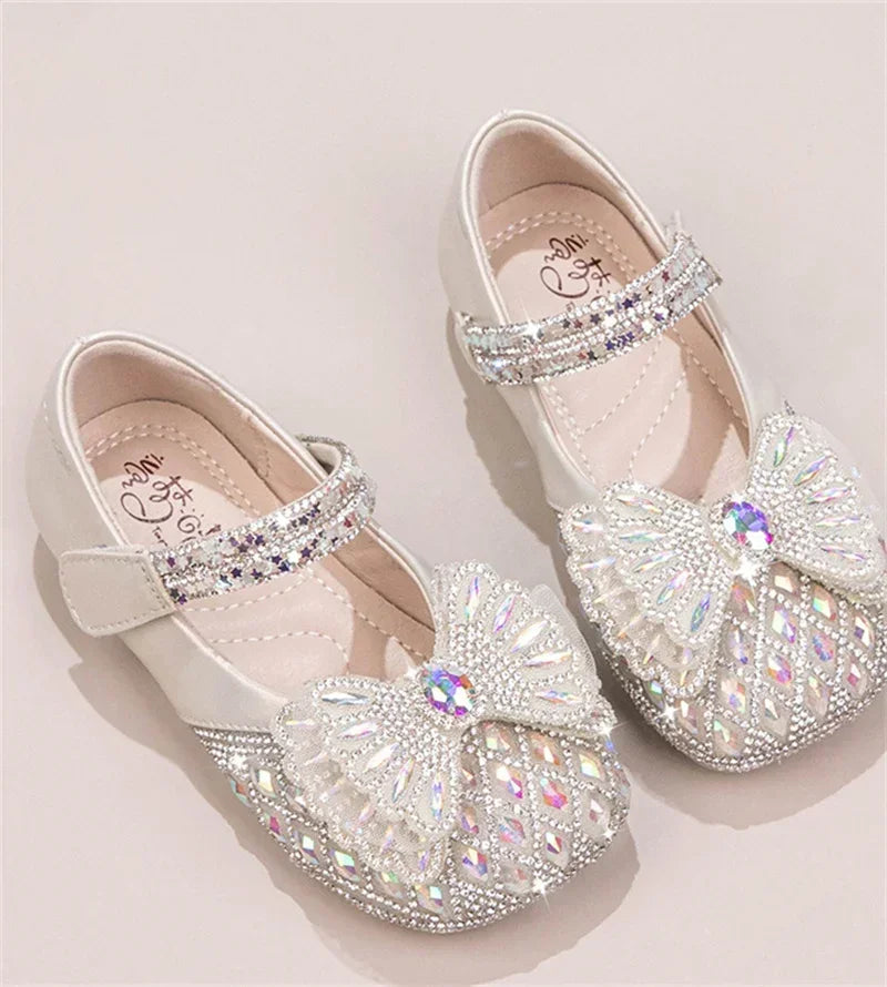 Sweet Bow Princess Shoes - Lightweight Shiny Crystal Flats for Baby Girls & Toddlers