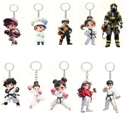 2D Flat Taekwondo Kung Fu Acrylic Keychain – Car Rearview Mirror and Backpack Pendant Accessory Gift