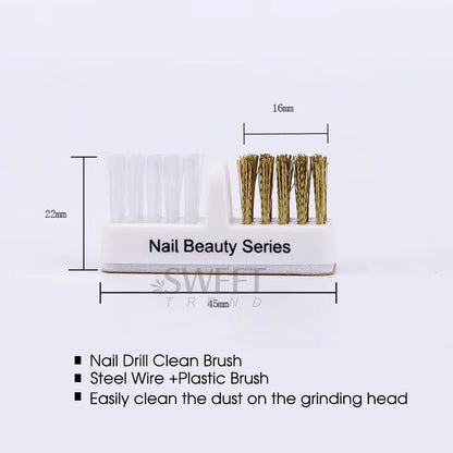 Electric Nail Drill Brush – Portable Manicure Bit Cleaner with Dual Copper Wire for Nail Care Tools