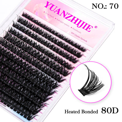 DIY 144 Cluster Lashes – Natural C/D Curl Individual Mink Eyelashes, Free Shipping, Home Makeup Supplies