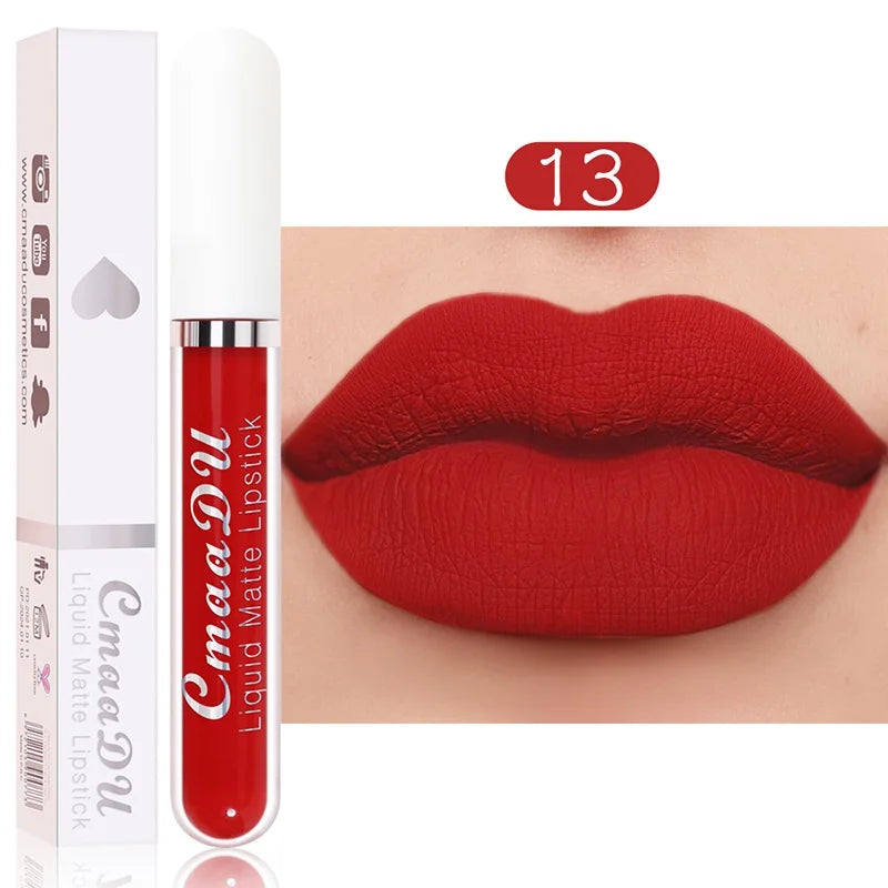 Sexy Long-Lasting Velvet Matte Lip Gloss – Waterproof, Non-Stick Red Liquid Lipstick for Women