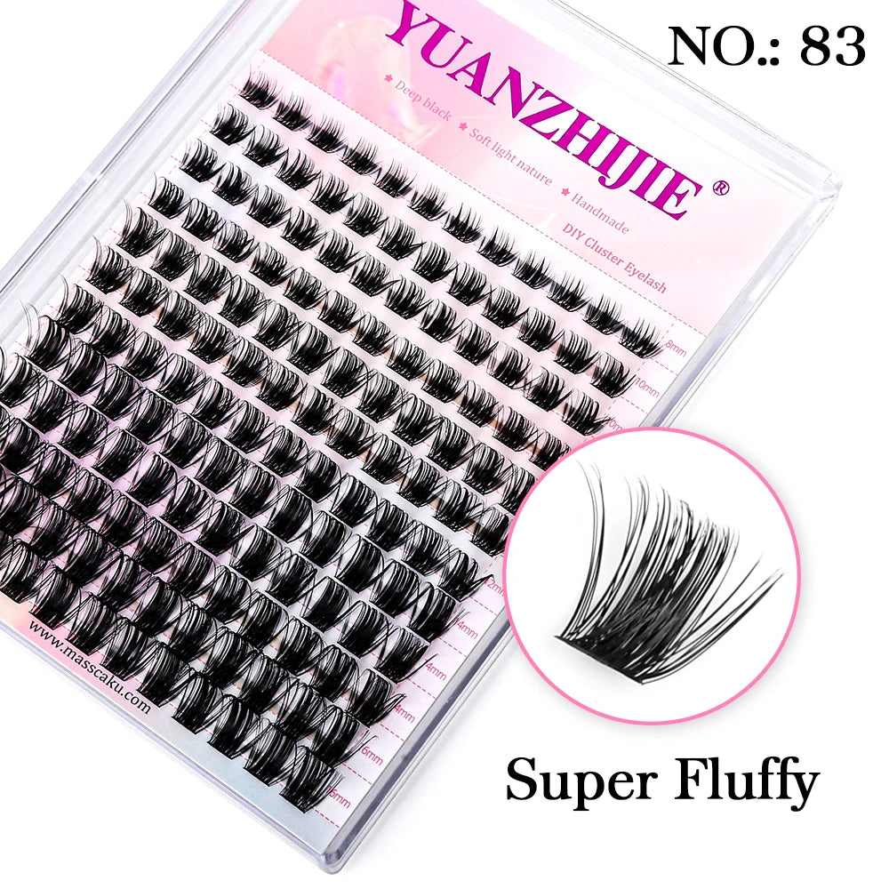 DIY 144 Cluster Lashes YUANZHIJIE – Natural C/D Curl Segmented Mink Individual Eyelash Extensions Kit for Home Makeup & Professional Volume Look (Free Shipping)