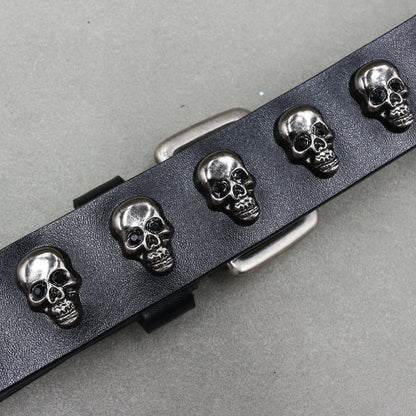 Men’s Designer Rivet Belt – Genuine Cowhide Leather Punk Rock Pin Belt for Jeans, Luxury Black Leather Belt