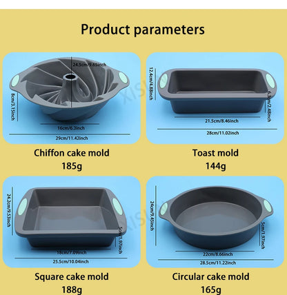 Heat Resistant Silicone Bakeware Set - Loaf, Bread, Muffin, Donut, and Cake Baking Tray Oven Pan Set