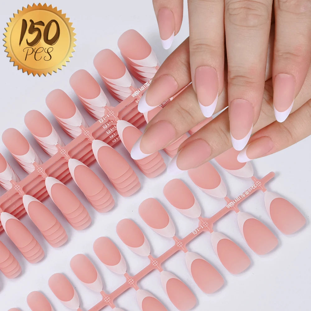 576PCS Colorful Press-On Fake Nails Set – Black & Red Oval/Square Short Full Cover Nail Tips for Salon-Style Nail Art