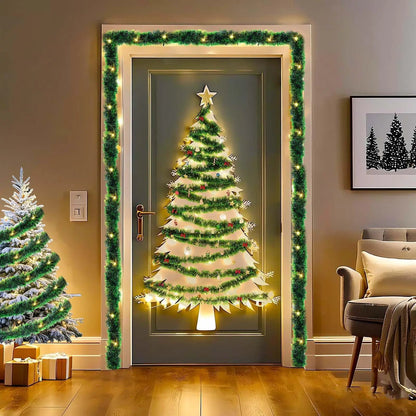 2.7M Christmas Rattan Garland – Wreath for Xmas Tree, Fireplaces, Stairs & Front Door Decoration