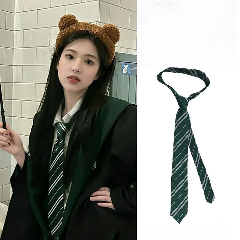 Halloween Magic School Cosplay Tie - 4-Color Striped Necktie for Wizard Costumes, Themed Parties & Dress-Up Accessories
