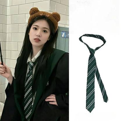 Halloween Magic School Cosplay Tie - 4-Color Striped Necktie for Wizard Costumes, Themed Parties & Dress-Up Accessories