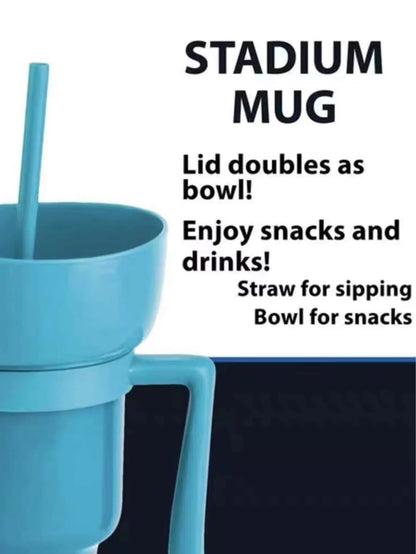 Creative All-in-One Popcorn Snack and Drink Cup with Handle - Water Cup and Straw Cup Combo