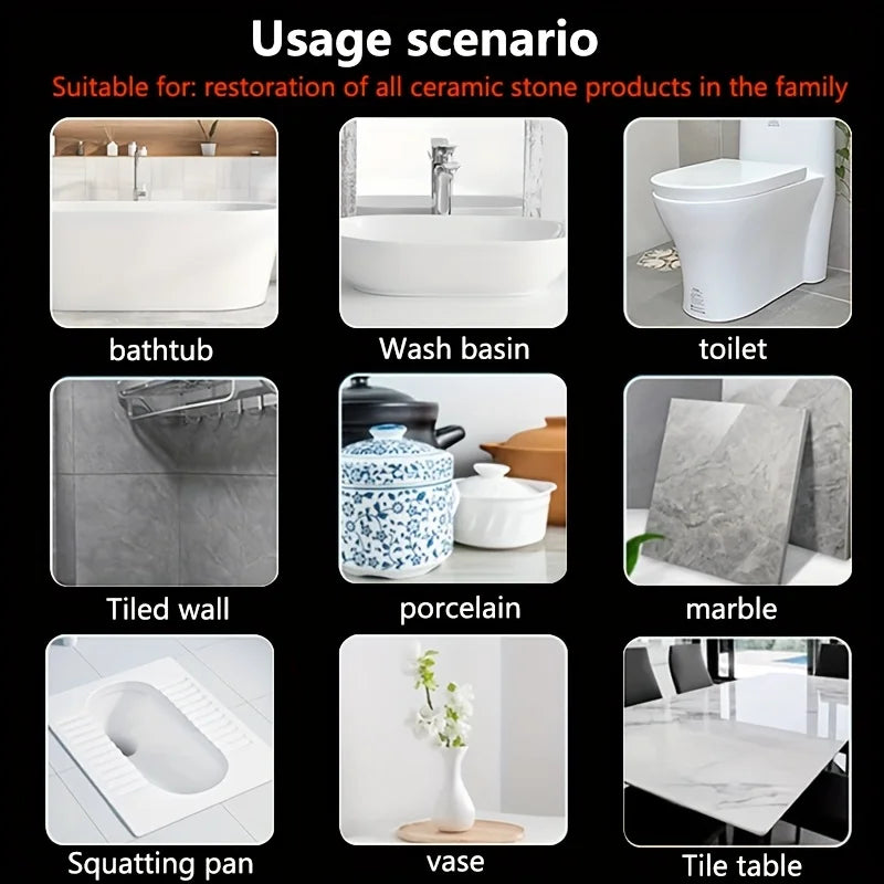 Ceramic Repair Agent – Strong Waterproof Sealant for Quick Repairs on Sinks, Bathtubs, Toilets, Vases, and Tiles