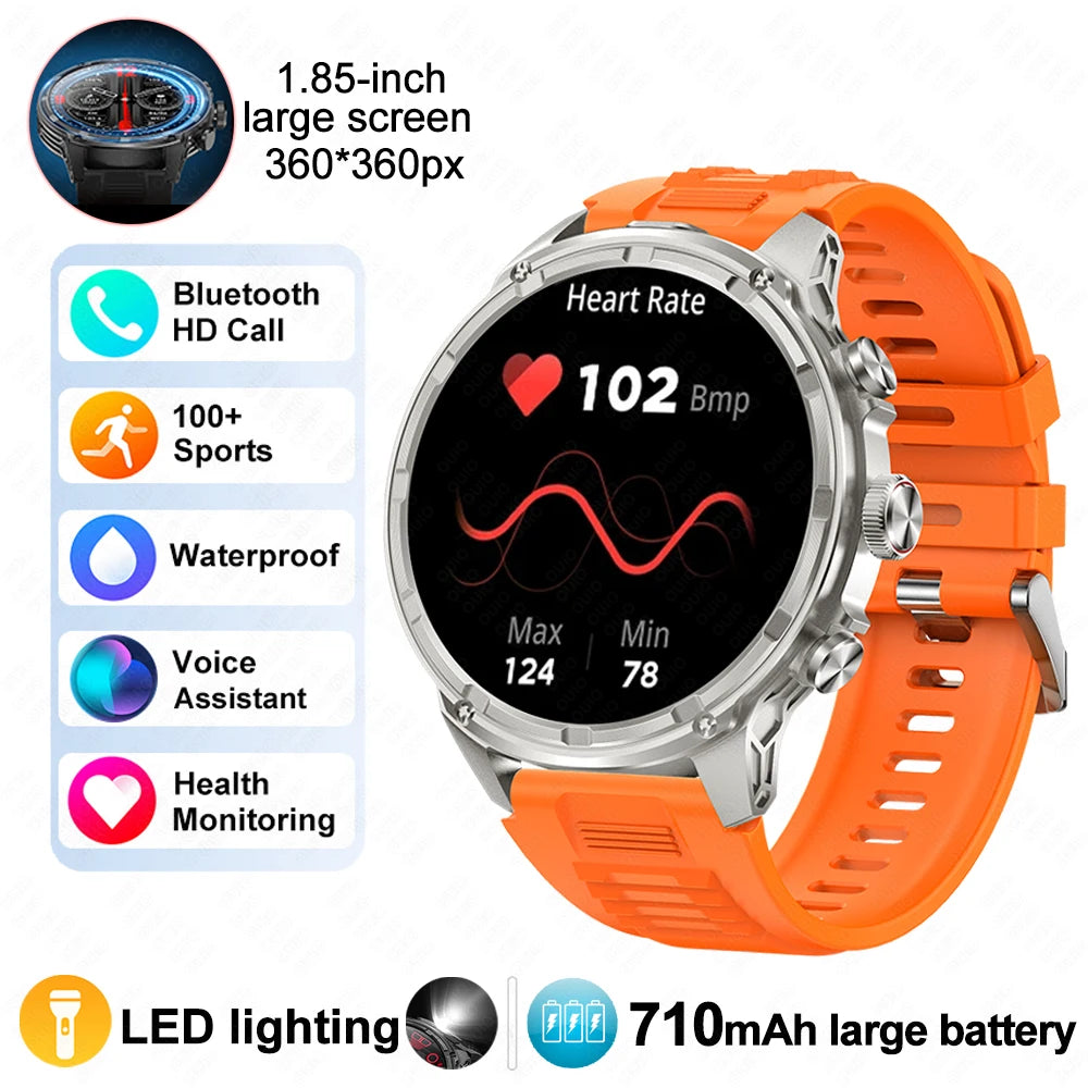 2025 Huawei & Xiaomi GPS Smartwatch for Men — 1.85" Ultra HD AMOLED Screen, 710mAh Battery & Bluetooth Call