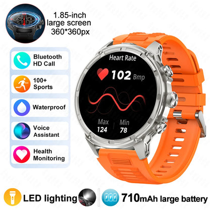 2025 Huawei & Xiaomi GPS Smartwatch for Men — 1.85" Ultra HD AMOLED Screen, 710mAh Battery & Bluetooth Call