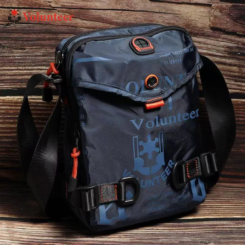VOLUNTEER Men’s Crossbody Bag 1518-29A - Large Capacity Multi-Pocket Oxford Shoulder Bag for Hiking & Casual Use