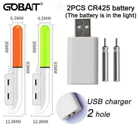 Fishing Electronic Rod Stick Flash Light with CR425 3.6V Lithium Battery – Waterproof LED Luminous Night Fishing Tackle with USB Rechargeable Light Stick Rod Accessory