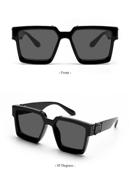 Ruiao Retro Black Millionaire Sunglasses – Luxury Square Designer Shades for Men & Women (2024)