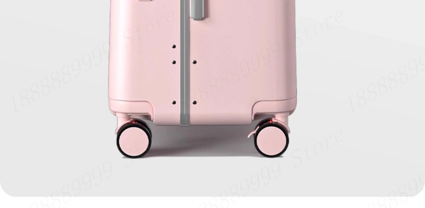 2025 Kids Suitcase with Seat & Charging Port – Baby Boarding Trolley Luggage with Safety Belts & Side Opening, 20/22/24 inch