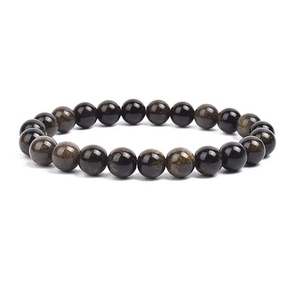 Natural Stone Bead Bracelet - Amethyst Crystal Quartz Aquamarine Jade Agate Elastic Bangle Jewelry for Women & Men
