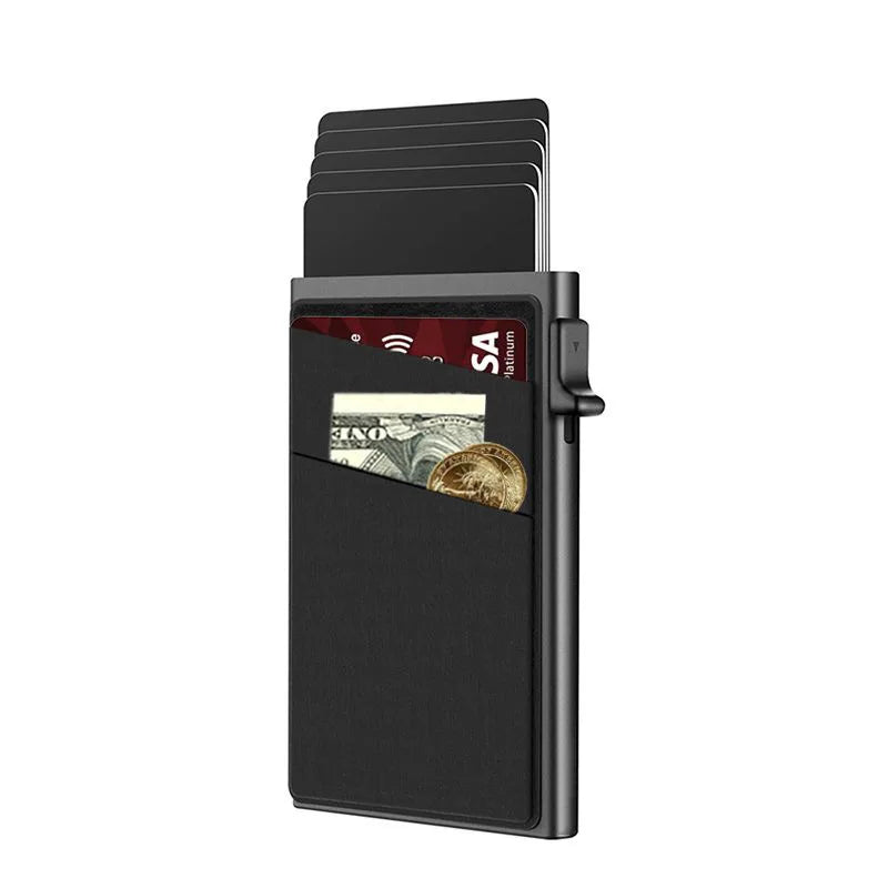 Anti-Theft RFID Aluminum Card Holder – Minimalist Smart Wallet Metal Case for Card Protection