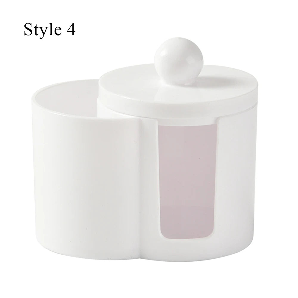 Cotton Round Pad & Powder Puff Holder – Dustproof Portable Makeup Organizer Box for Home, Durable Bathroom Storage Jar
