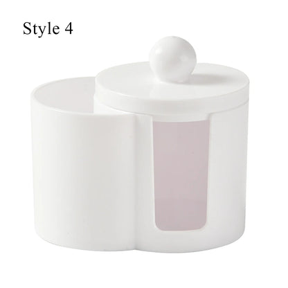 Cotton Round Pad & Powder Puff Holder – Dustproof Portable Makeup Organizer Box for Home, Durable Bathroom Storage Jar