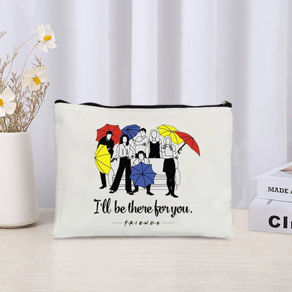 TV Show Friends Makeup Bag for Women - Travel Cosmetic Organizer, Eco-Friendly Canvas Pouch, Kawaii Purse and Pencil Case