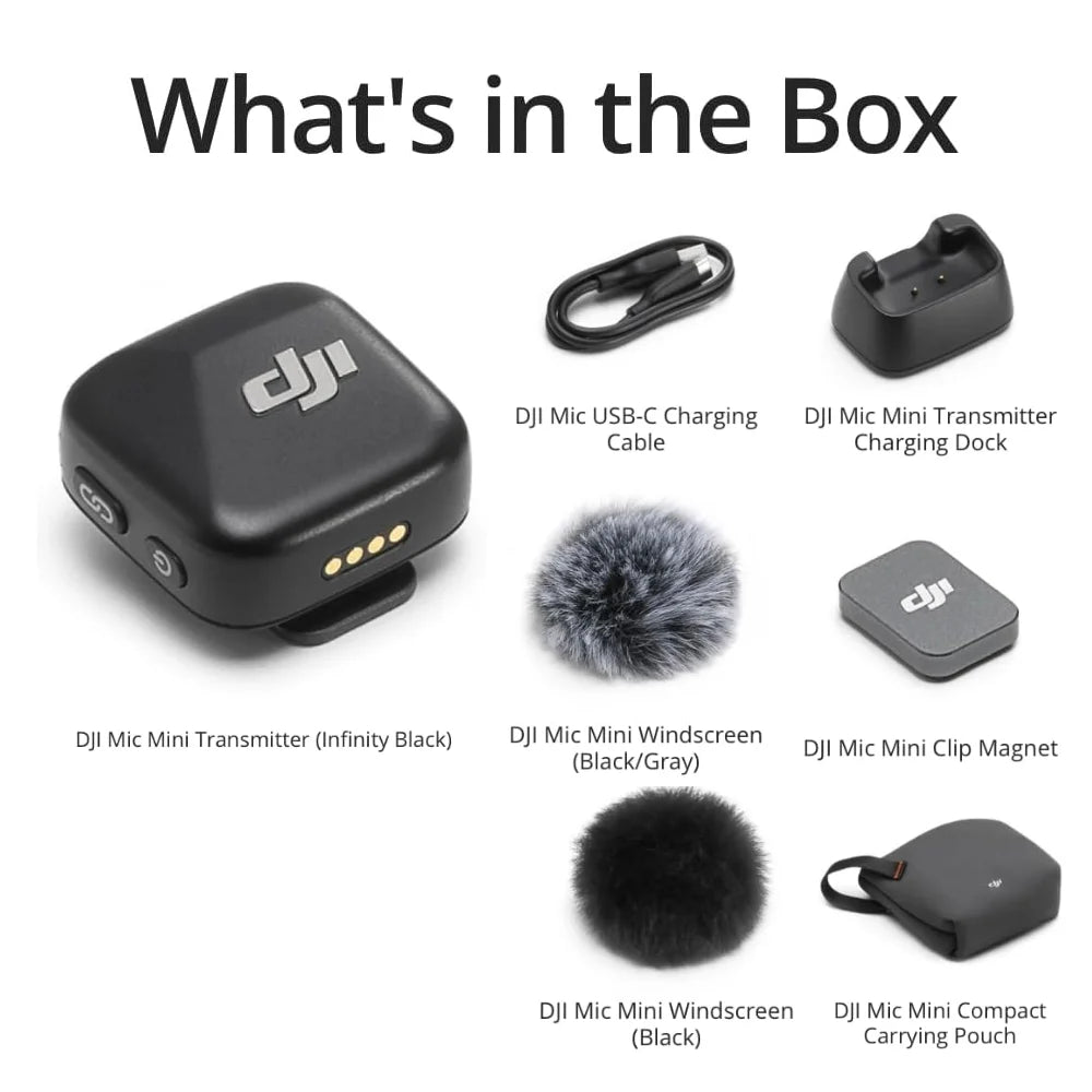 DJI Mic Mini Wireless Microphone – 48-Hour Battery & Two-Level Active Noise Cancelling with Case