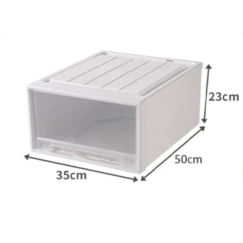 Wardrobe Storage Box – High-Capacity Transparent Stackable Drawer Container for Household Organization