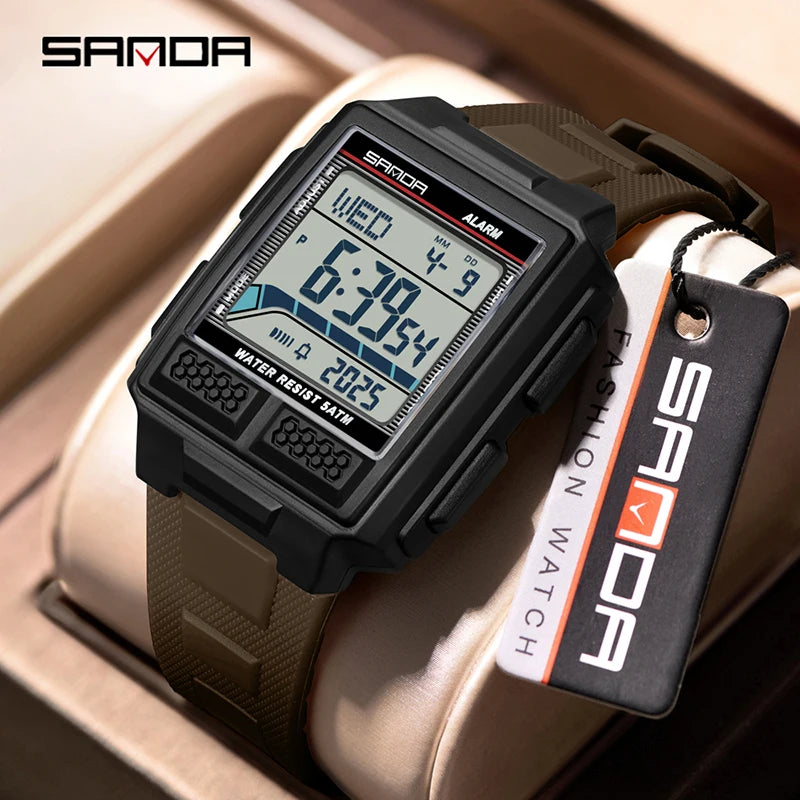 SANDA 2212 Men’s Digital Sports Watch - Multifunction Alarm, Luminous, Waterproof & Shockproof Wristwatch
